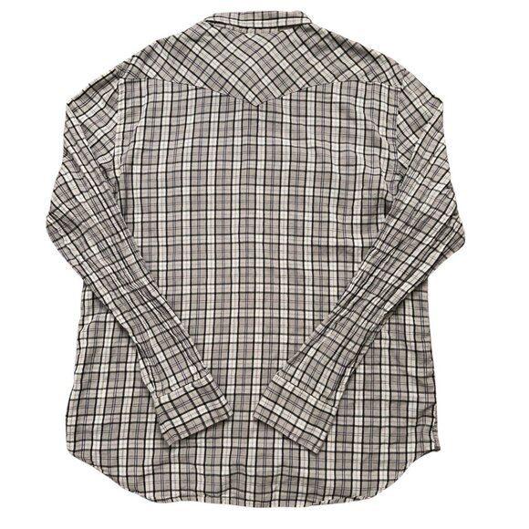 Salt Valley Western Shirt Mens Size XL Long Sleeve Pearl Snap Button Plaid Gray - Picture 2 of 5